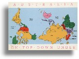 Postkarte - Australia - Upside Down - World Map